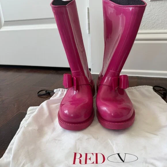Valentino Bright Pink Rain Boot, Size 38 - Picture 4 of 4